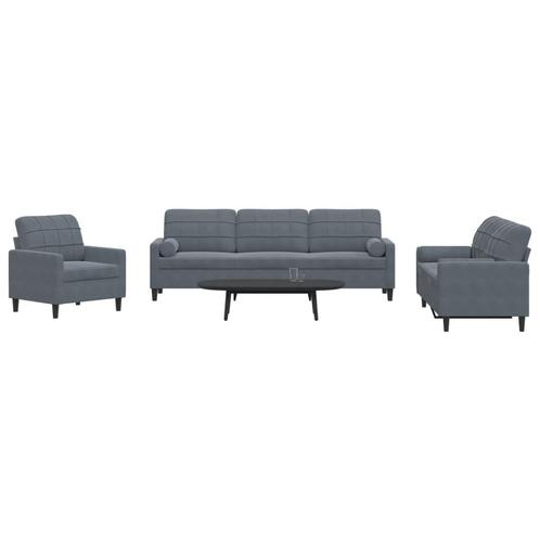vidaXL 3-delige Loungeset met kussens en bolsters fluweel, Huis en Inrichting, Banken | Bankstellen, Nieuw, Stof, Vierpersoons of meer