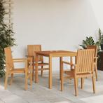 vidaXL 5-delige Tuinset massief teakhout, 4 zitplaatsen, Verzenden, Nieuw, Tuinset
