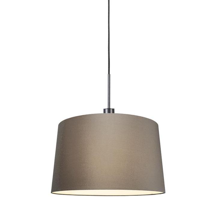 Moderne hanglamp zwart met kap 45 cm taupe - Combi 1, Huis en Inrichting, Lampen | Hanglampen, Nieuw, Overige materialen, 75 cm of meer