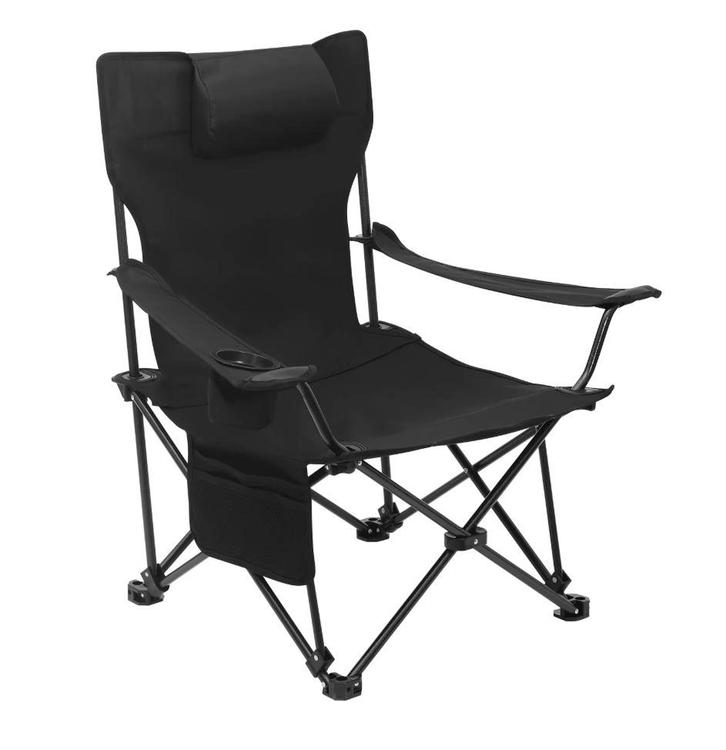 Opvouwbare Campingstoel Zwart / grijs / beige - Vissersstoel, Caravans en Kamperen, Kampeermeubelen, Campingstoel, Nieuw, Verzenden