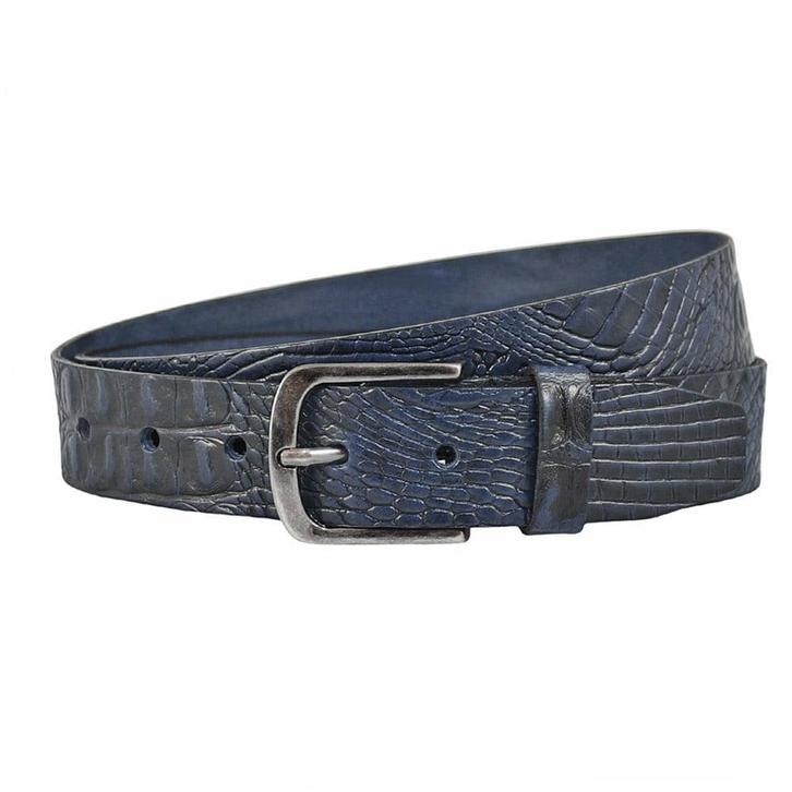 Landley Leren Volnerf Unisex Kroko Riem - 4 cm - Blauw - 105, Kleding | Heren, Riemen en Ceinturen, Nieuw, Verzenden