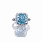 Ring - 14 karaat Witgoud - 9.42ct. tw. Blauw Diamant (Fancy, Nieuw