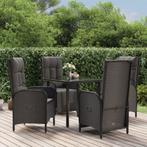 vidaXL 5-delige Tuinset met kussens poly rattan zwart, Verzenden, Nieuw, Rotan, Tuinset