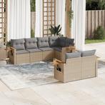 vidaXL 7-delige Loungeset met kussens poly rattan beige, Verzenden, Nieuw, Rotan, Loungeset