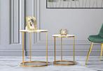 TAFEL EENVOUDIG MARMER PAAR Ø 52X63-42X53, Huis en Inrichting, Tafels | Sidetables, Ophalen of Verzenden, Nieuw