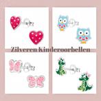 Zilveren kinder Dieren oorbellen, Nieuw, Roze, Verzenden, Oorbellen