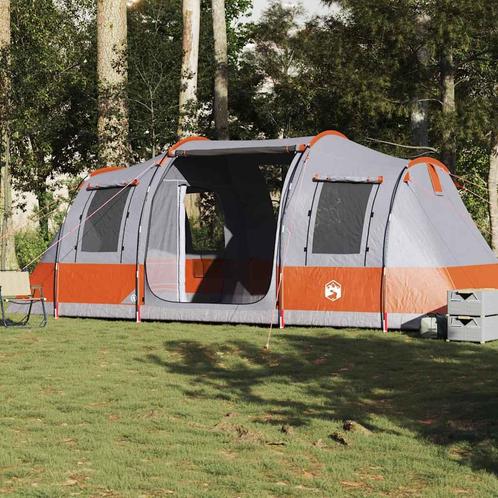 vidaXL Tunneltent 4-persoons waterdicht grijs en oranje, Caravans en Kamperen, Tenten, Nieuw, tot en met 2, Verzenden