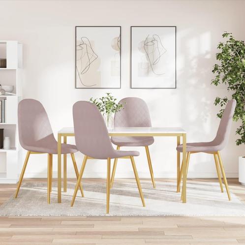 vidaXL Eetkamerstoelen 4 st fluweel roze, Huis en Inrichting, Stoelen, Nieuw, Verzenden