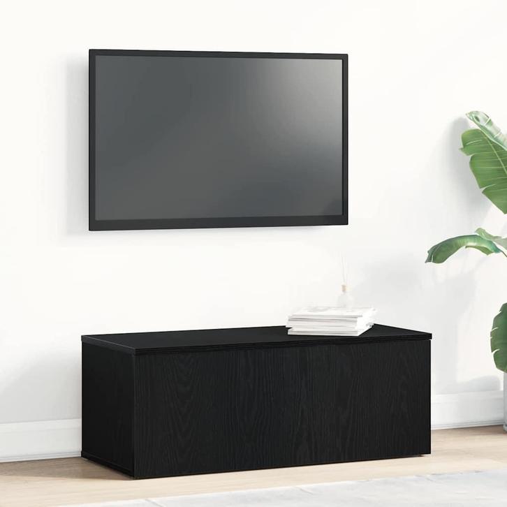 vidaXL TV-kast met lade Zwart Eiken 80x34x30 cm Bewerkt hout, Huis en Inrichting, Kasten | Televisiemeubels, Nieuw, Minder dan 50 cm