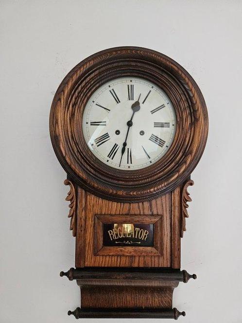 Wandklok - Hout - 1980-1990 - Vintage pub klok, Antiek en Kunst, Antiek | Klokken