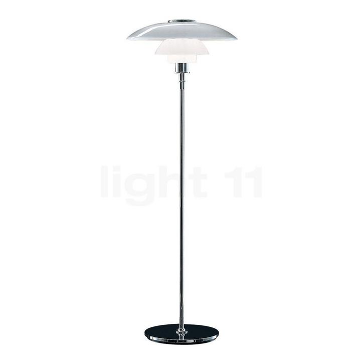 Louis Poulsen PH 4Â½-3Â½ Vloerlamp met glazen kap, chroo, Huis en Inrichting, Lampen | Vloerlampen, Nieuw, Verzenden