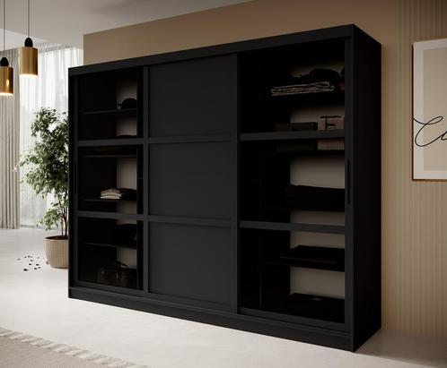 Kledingkast 250cm zwart Schuifdeuren - Smoked glass, Huis en Inrichting, Kasten | Vitrinekasten, 50 tot 75 cm, Nieuw, 200 cm of meer