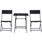 TRUUSK Bistroset Poly Rattan 3-Delig - Balkonmeubelset - Zit, Verzenden, Nieuw