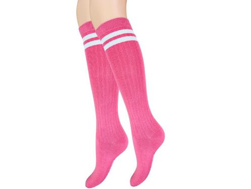 Meisjes Kniekous - Rib - Strepen - Fuchsia, Kinderen en Baby's, Kinderkleding | Schoenen en Sokken, Verzenden
