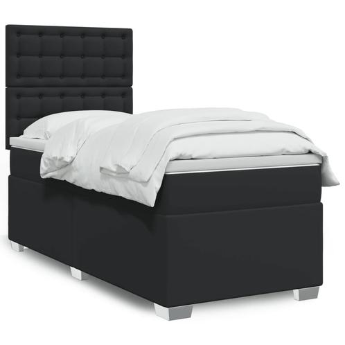 vidaXL Boxspring met matras kunstleer zwart Single, Huis en Inrichting, Slaapkamer | Bedden, Zwart, Nieuw, Stof, Verzenden