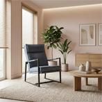 Leren fauteuil Square - Kenia Denim (blauw), Huis en Inrichting, Fauteuils, Nieuw, Ophalen of Verzenden, 50 tot 75 cm, Industrieel, Modern