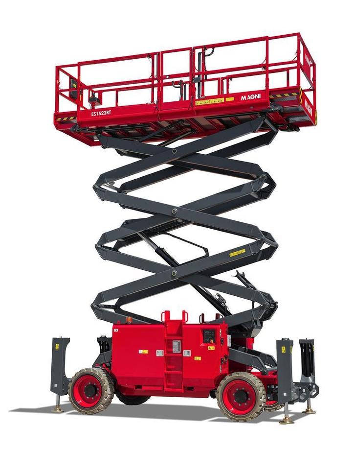 Magni elektrische Schaarhoogwerkers Ruw Terrein, vanaf:, Zakelijke goederen, Machines en Bouw | Liften, Steigers en Ladders, Verzenden