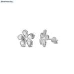 Mat zilveren bloem oorstekers, Verzenden, Nieuw, Zilver