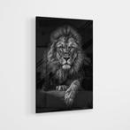 Glasschilderij – Black and white Lion – 80x120cm, Huis en Inrichting, Woonaccessoires | Schilderijen, Tekeningen en Foto's, Nieuw