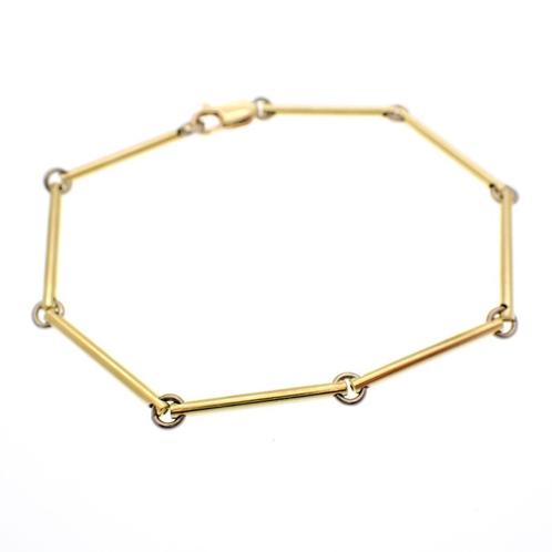 Bicolor gouden schakelarmband | 19 cm (witgoud) (witgoud), Sieraden, Tassen en Uiterlijk, Armbanden, Overige kleuren, Gebruikt