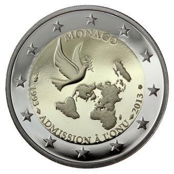 Monaco 2 Euro 20 Jaar VN-lid 2013, Postzegels en Munten, Munten | Europa | Euromunten, Verzenden