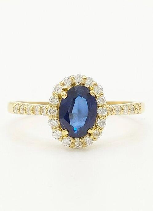 Zonder Minimumprijs - Ring - 14 karaat Geel goud Saffier -, Sieraden, Tassen en Uiterlijk, Ringen