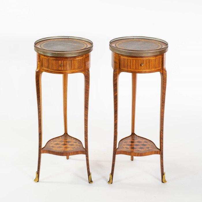 Gueridon (2) - Palissander, Leder, Buxushout, Antiek en Kunst, Antiek | Overige Antiek