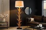 Design vloerlamp TREE NATURE 180cm massief hout linnen kap, Nieuw, Ophalen of Verzenden