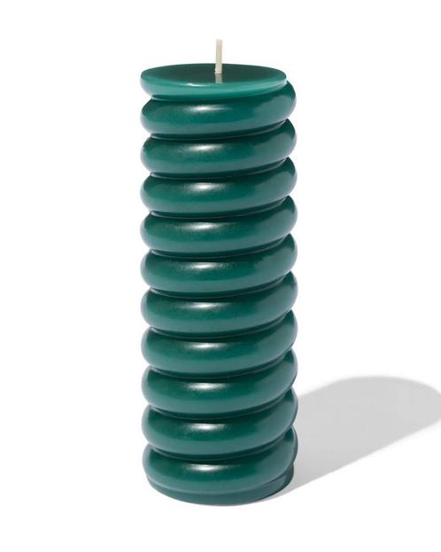 HEMA Stompkaars 5.5x15 ribbel groen van €2.99 voor €2 sale, Huis en Inrichting, Woonaccessoires | Kandelaars en Kaarsen, Nieuw