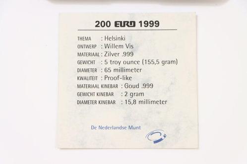 Nederland, 200 Euro - (999/1000 Zilver) + 2 gram Goud Inlay, Postzegels en Munten, Munten | Europa | Niet-Euromunten