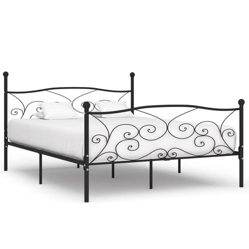 vidaXL Bedframe met lattenbodem metaal zwart 200x200 cm, Huis en Inrichting, Slaapkamer | Bedden, Overige maten, 200 cm, Zwart