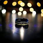 Wolfraam ring. GOUD- en METEORIET-inleg. De energie van het
