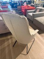 Fauteuil Ruby Teddy wit lounge stoel zwarte stalen frame, Ophalen, Nieuw, 75 tot 100 cm, Stof