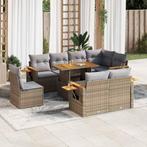 vidaXL 9-delige Loungeset met kussens poly rattan acacia, Verzenden, Nieuw, Rotan, Loungeset