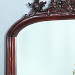 Getoogde mahonie schouwspiegel met gestoken onderhoeken en k, Ophalen of Verzenden