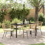 vidaXL Tuin Eetset 5 pcs Bruin poly rattan, Verzenden, Nieuw, Rotan