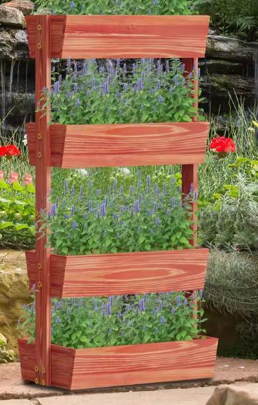 Verticaal Houten Tuinbed 4 Lagen met Ladder en Verstelbaar, Tuin en Terras, Bloembakken en Plantenbakken, Nieuw, Verzenden