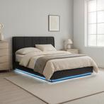 Tweepersoonsbed Tröstiar met LED 140x200 cm zwart [en.casa], Huis en Inrichting, Slaapkamer | Bedden, Verzenden, Nieuw