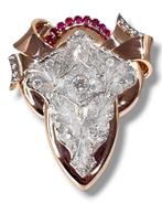 Broche - 14 karaat Roségoud, Prachtige vintage 14K