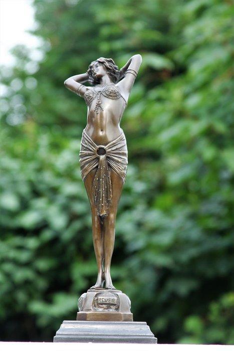 sculptuur, scarab lady - 42 cm - brons marmer, Antiek en Kunst, Kunst | Designobjecten