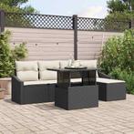 vidaXL Tuin Sofa Set met kussen 6 pcs Zwart en crème, Tuin en Terras, Verzenden, Nieuw, Rotan