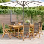 vidaXL 7-delige Tuinset polypropeen en massief hout grijs, Tuin en Terras, Verzenden, Nieuw, Hardhout, Tuinset