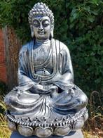 Beeld, 60 cm high silver-colored bronze Buddha statue - 60