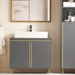 Grijs-Gouden Wastafel Onderkast – Badkamermeubel, Verzenden, Nieuw