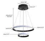 LED Hanglamp 30W – Zwarte Design Plafondlamp met 2 Ringen, Huis en Inrichting, Lampen | Hanglampen, Verzenden, Nieuw