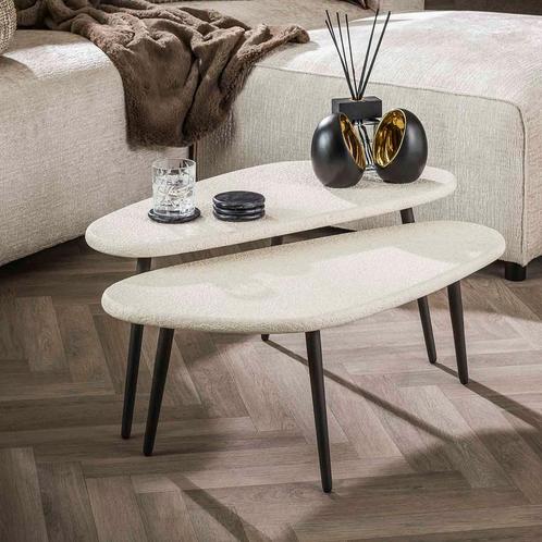 *WOONWINKEL* Kiezelvorm Salontafel Set Wit, Huis en Inrichting, Tafels | Salontafels, Nieuw, Verzenden