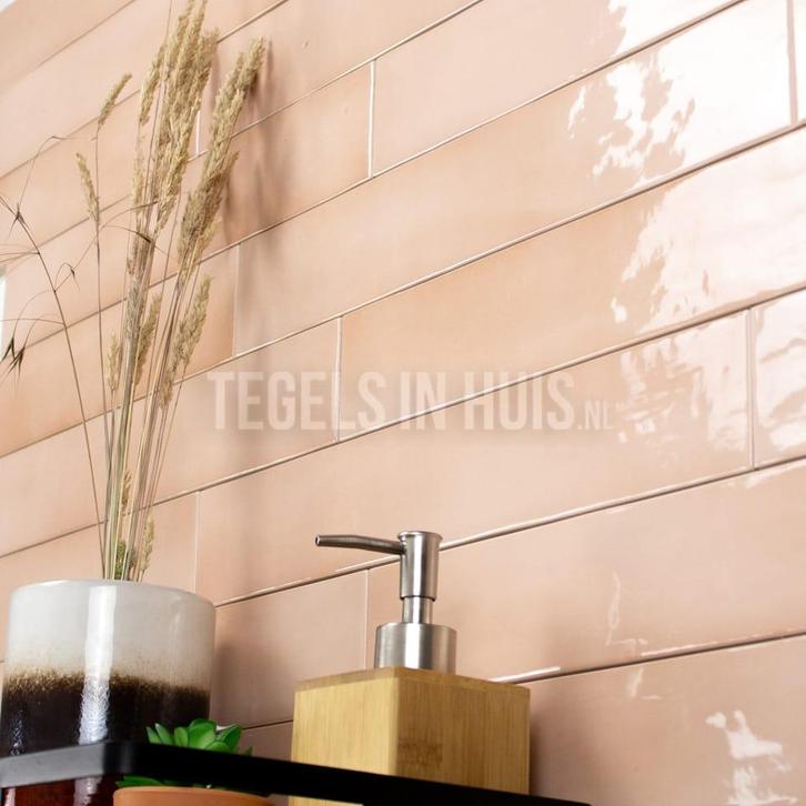 Equipe wandtegel manacor 6,5x40 blush roze glans handvorm, Doe-het-zelf en Verbouw, Tegels, Wandtegels, Nieuw, 10 m² of meer, Keramiek