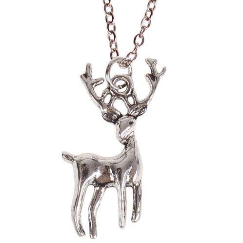 Ketting Zilverkleurig 55cm - Hangertje Hert zilverkleurig 3x, Sieraden, Tassen en Uiterlijk, Kettingen, Nieuw, Ophalen of Verzenden