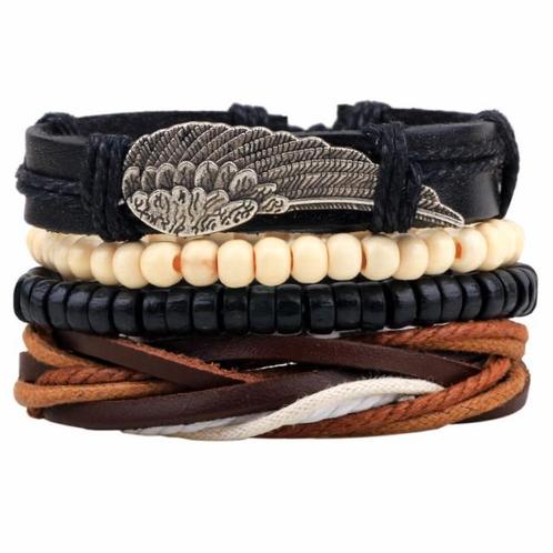 Fako Bijoux® - Armband - Leder - Set Vintage - Vleugel, Sieraden, Tassen en Uiterlijk, Armbanden, Verzenden