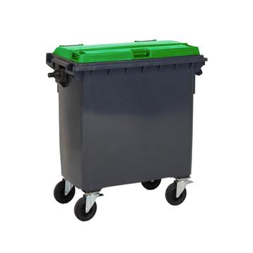 Afvalcontainer 4 Wiel 770 Liter Grijs/Groen - voor beschikbaar voor biedingen